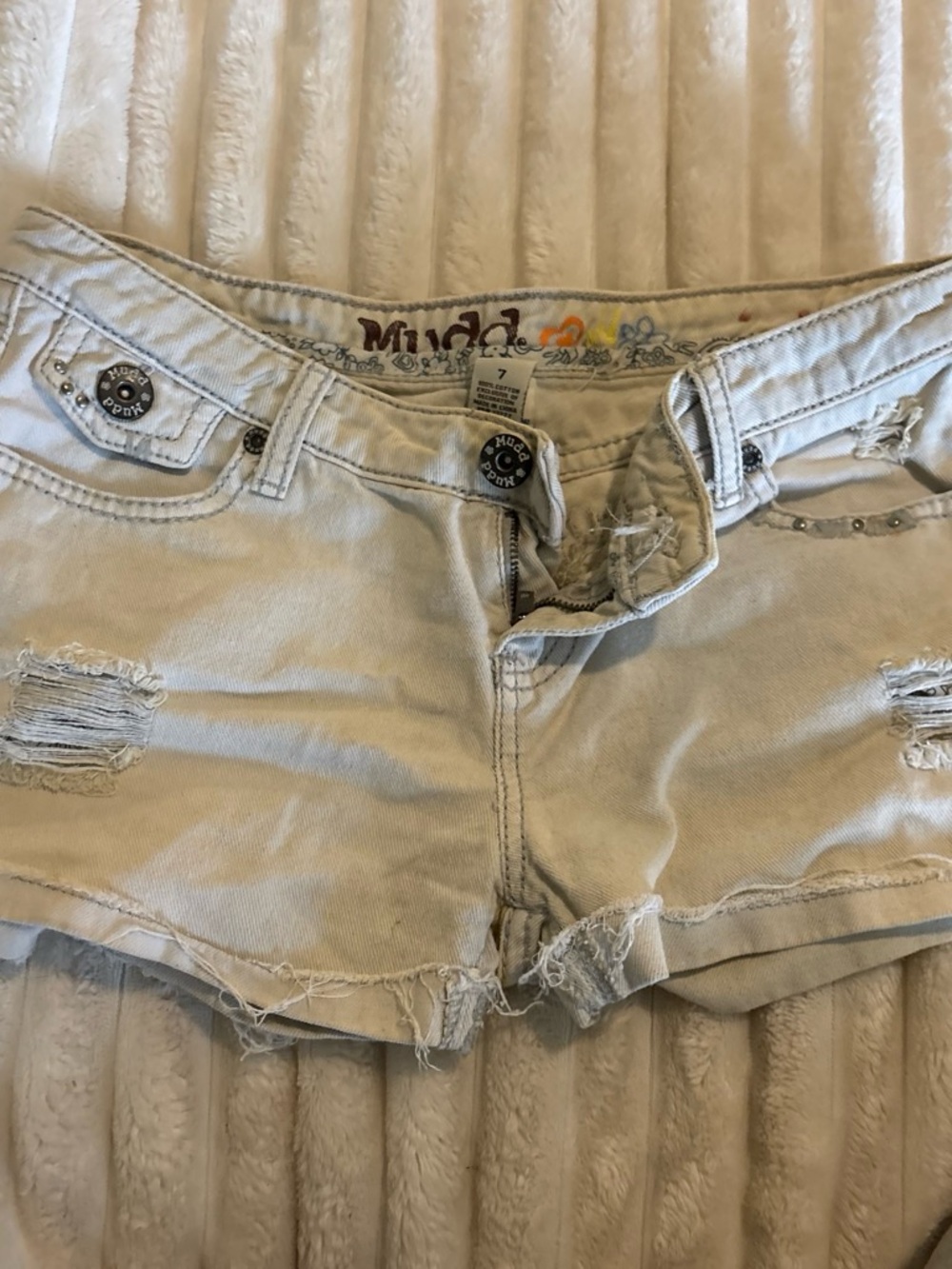 Vintage Mudd white Distressed Denim Shorts